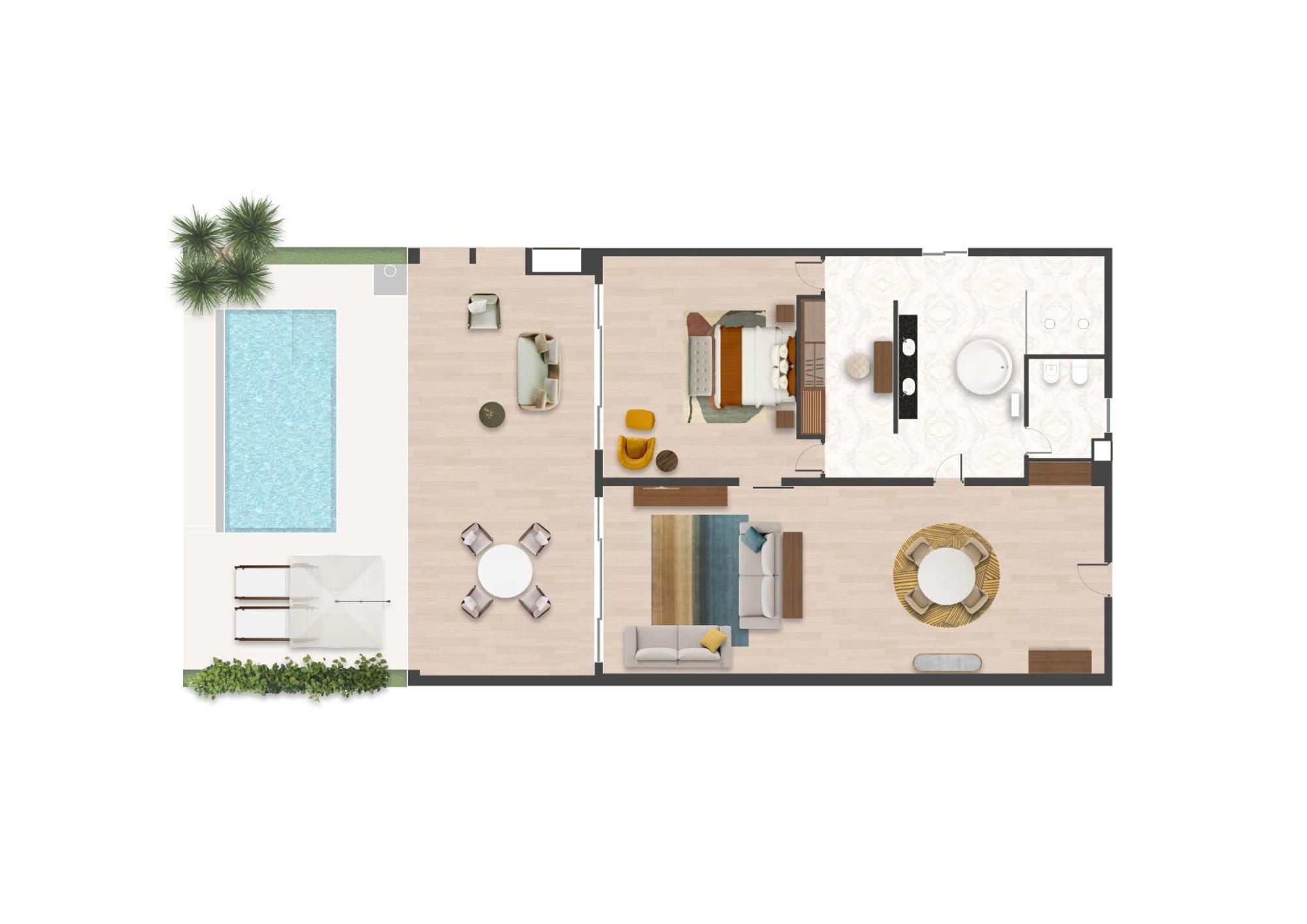 The Mora Zanzibar Hotel Matemwe  Exterior photo A floor plan of a villa